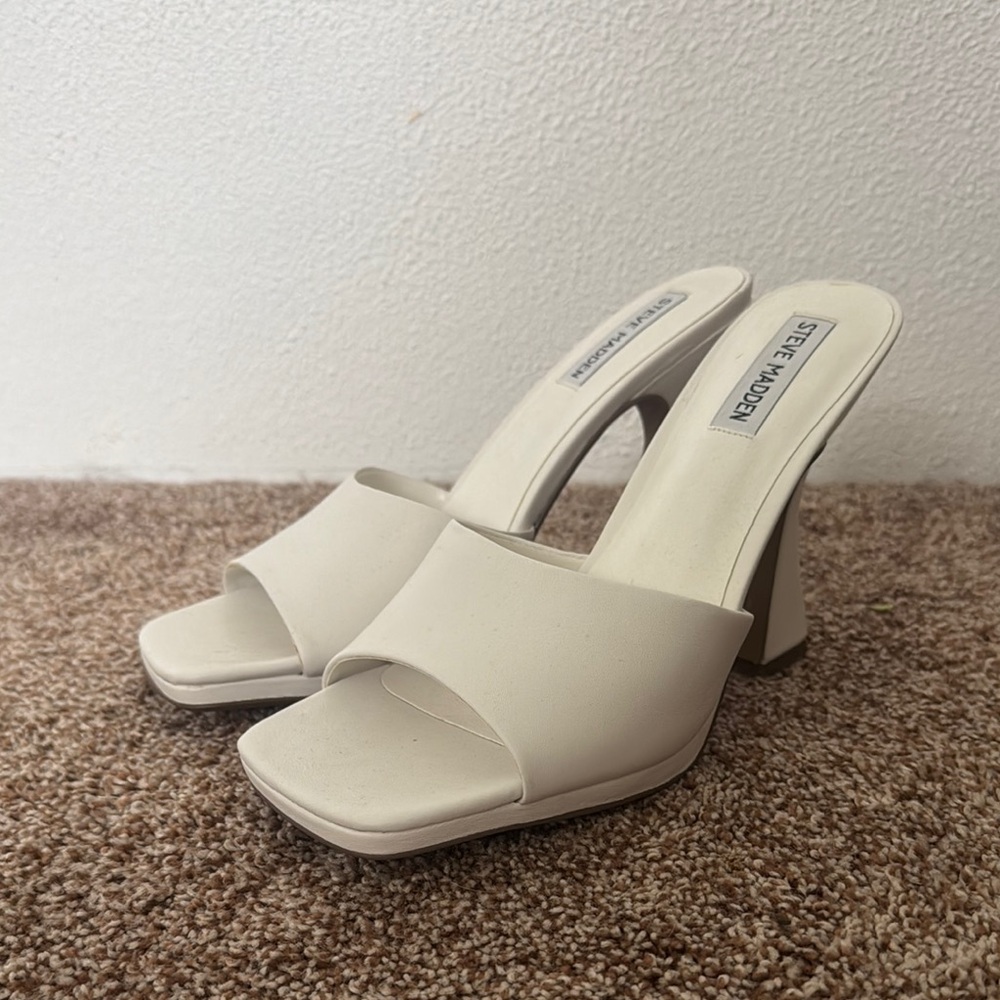 Steve Madden White Mules With Wedge Heel - image 1